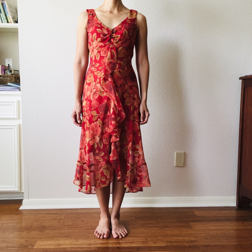 Zinc floral ruffle maxi dress